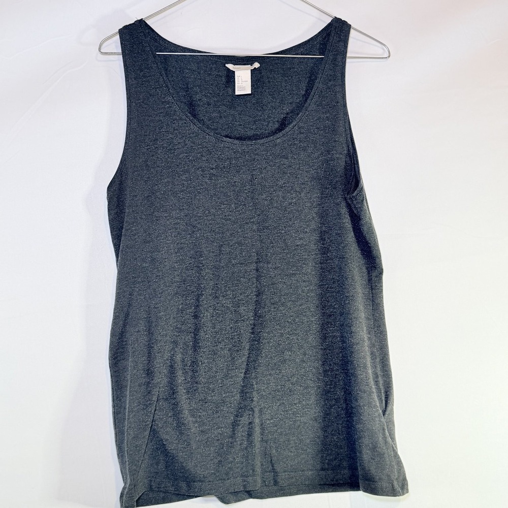 H&M Women's Tank Top‎ Gray L Basic Scoop Neck Sleeveless Knit